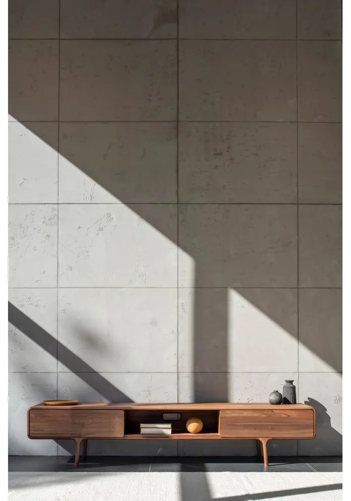 Brązowa szafka pod TV z litego drewna dębowego 220x45x45 cm Fawn – Gazzda