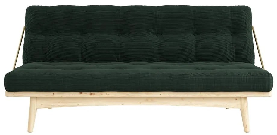 Sofa rozkładana ze sztruksową tapicerką Karup Design Folk Raw/Dark Green