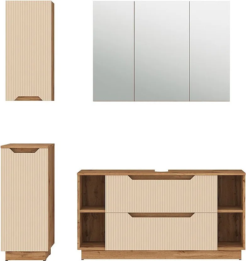 Zestaw mebli łazienkowych dąb/kaszmir w paski 119.2x35x62.5 lotta