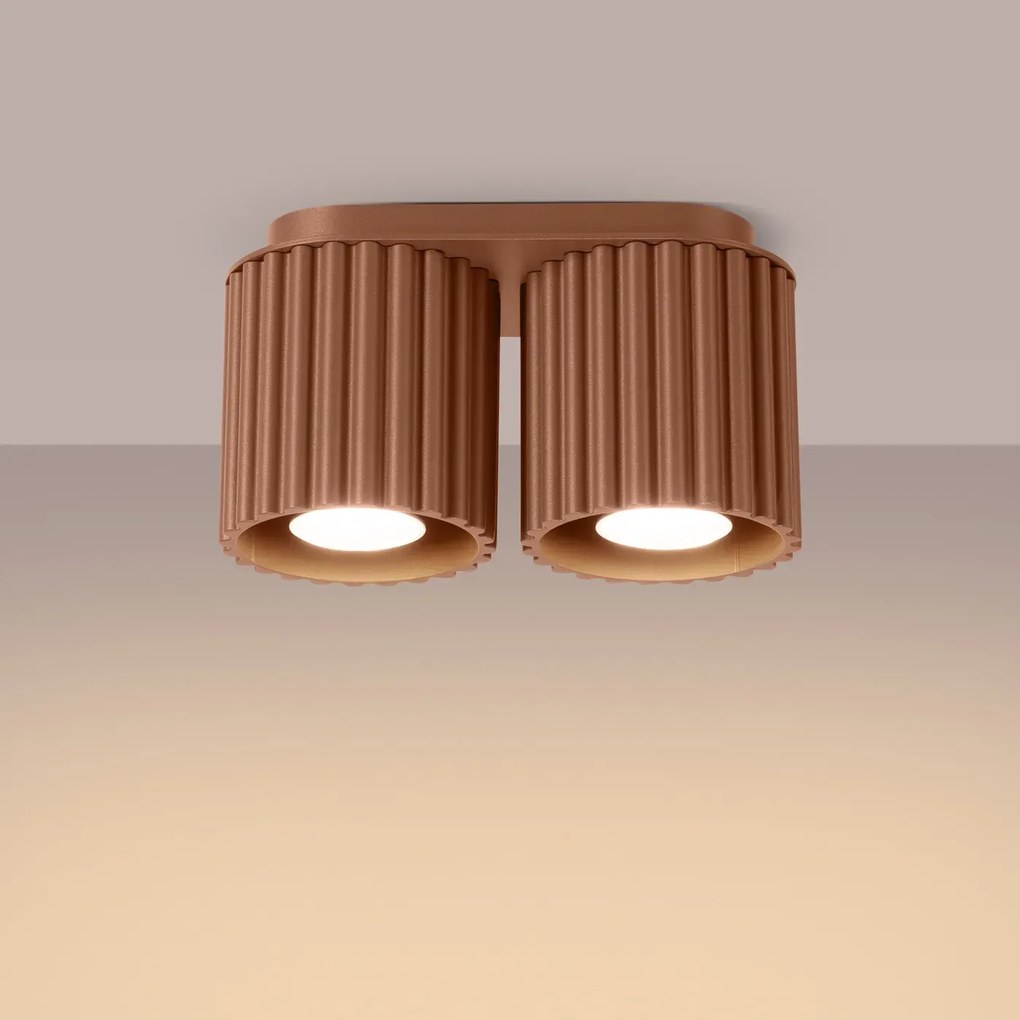 Plafon dwupunktowy AURA 2 mocca GU10 ryflowany SOLLUX LIGHTING