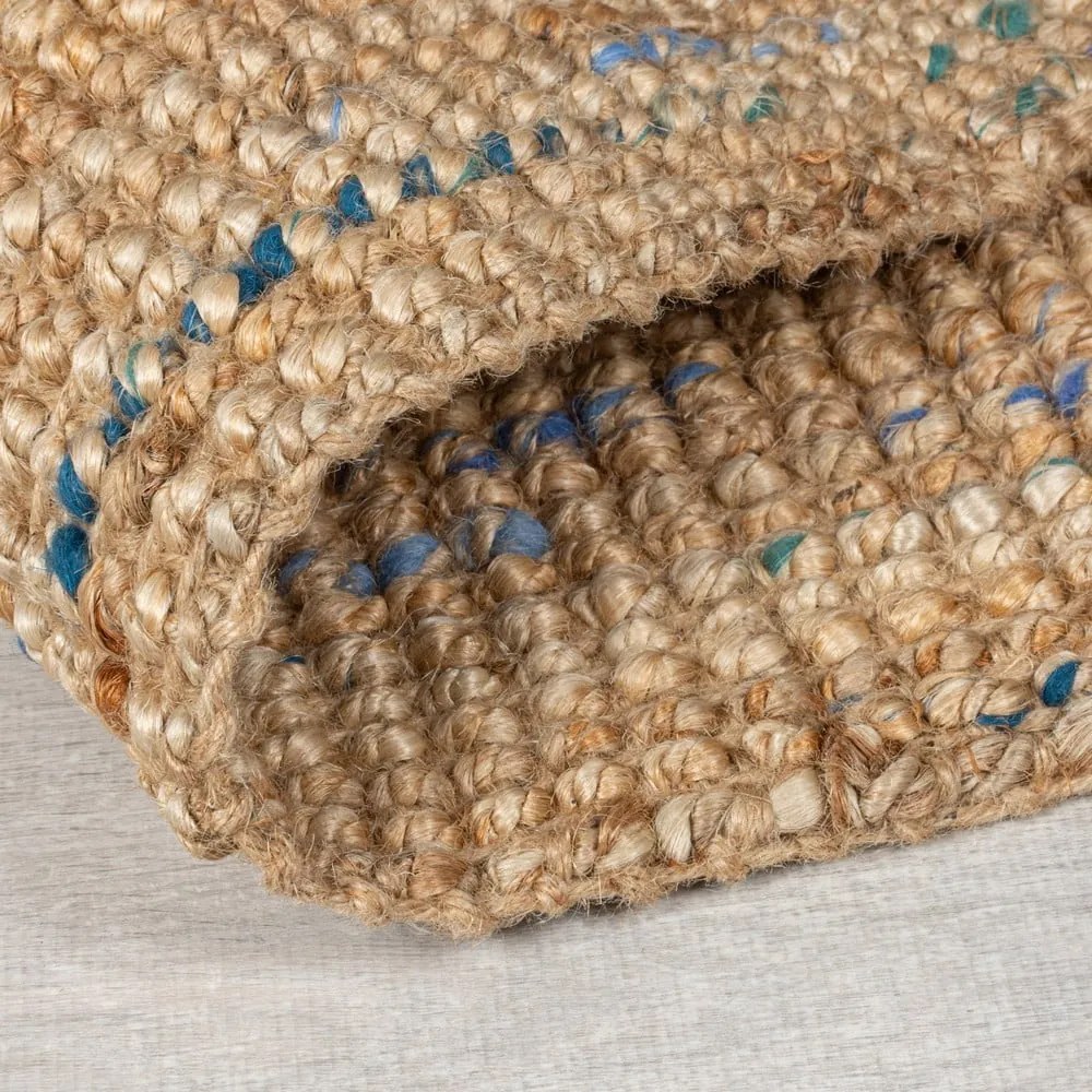 Niebiesko-naturalny chodnik z juty tkany ręcznie 60x230 cm Jute Boucle Blue – Flair Rugs