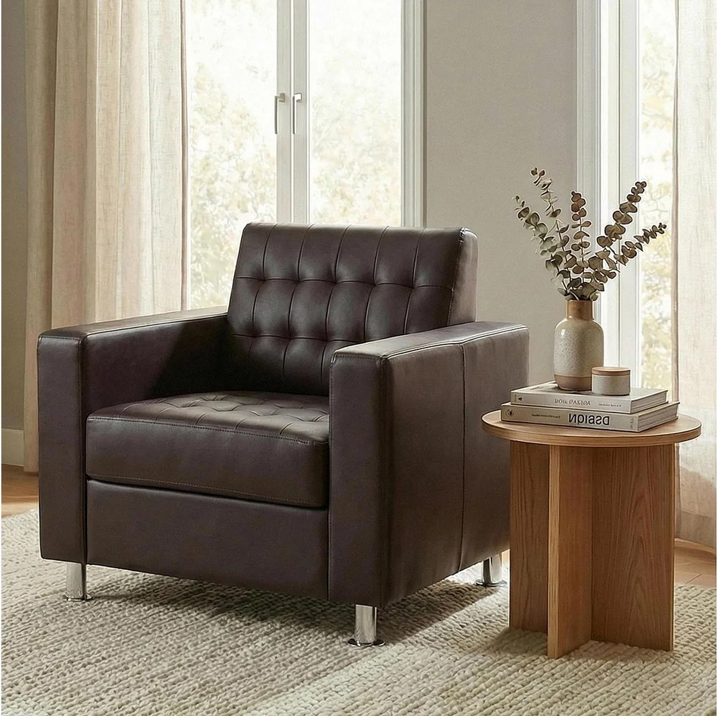 Fotel Pori, imitacja skóry,  coffee