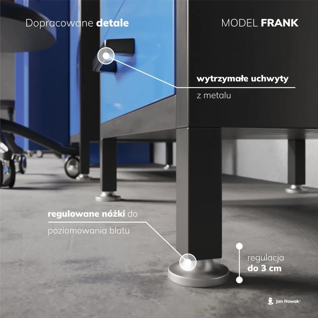 Stół warsztatowy FRANK, 1700 x 850 x 600 mm, antracytowo-czerwony