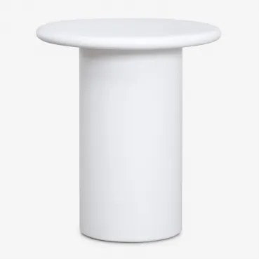 Stolik Pomocniczy Ogrodowy Okrągły Ø45 Cm Z Cementu Namara Biała - Sklum