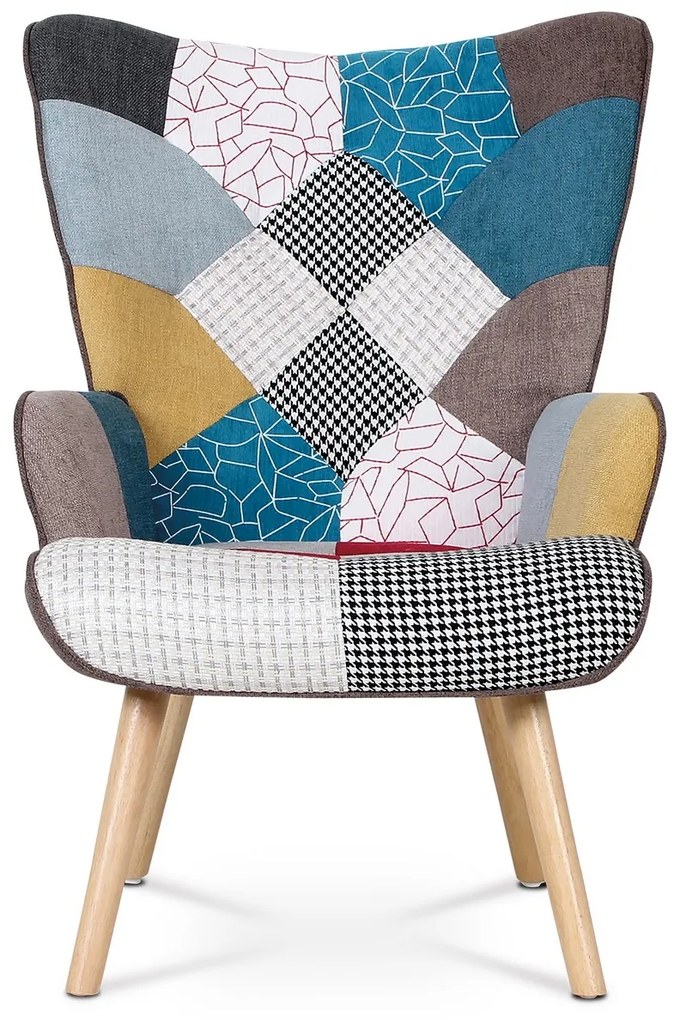 Fotel z podnóżkiem PW2, patchwork