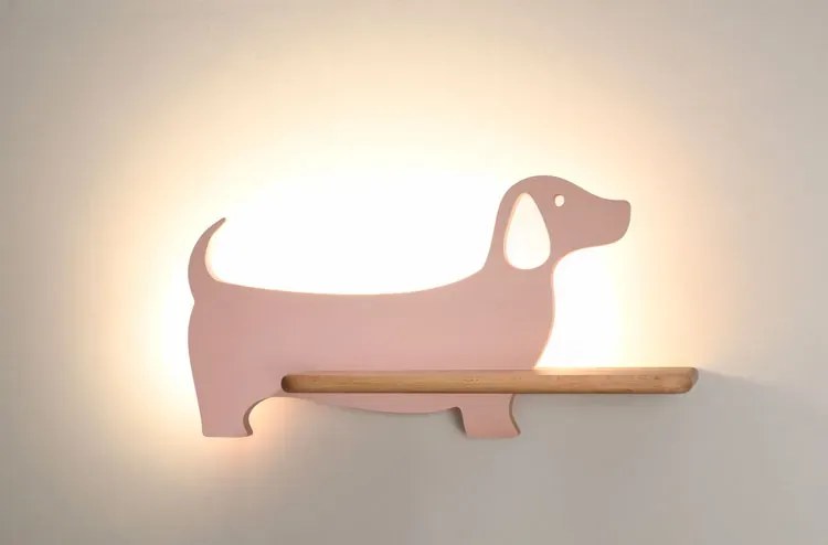 Lampka różowa dziecięca w kształcie led pieska P2-C74