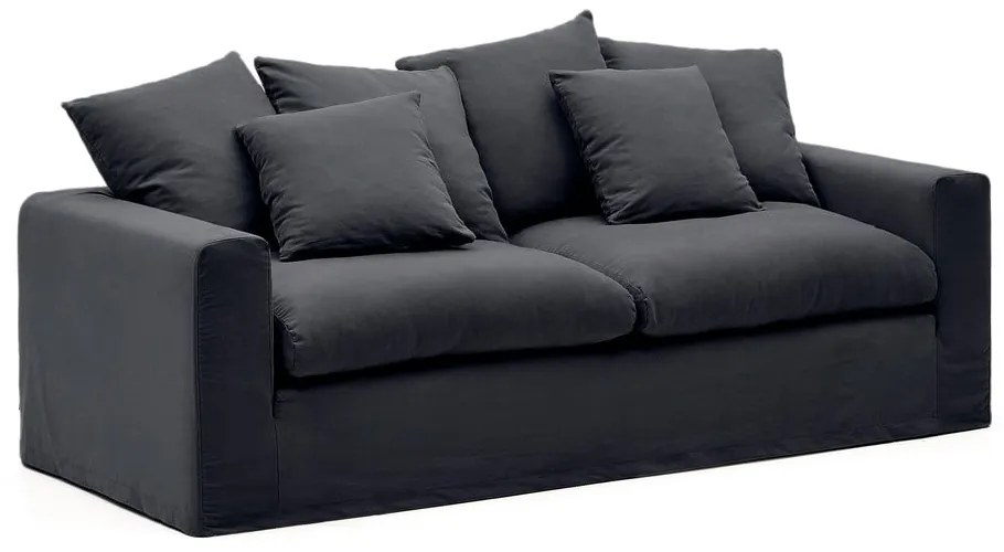 Antracytowa lniana sofa 240 cm Nora – Kave Home
