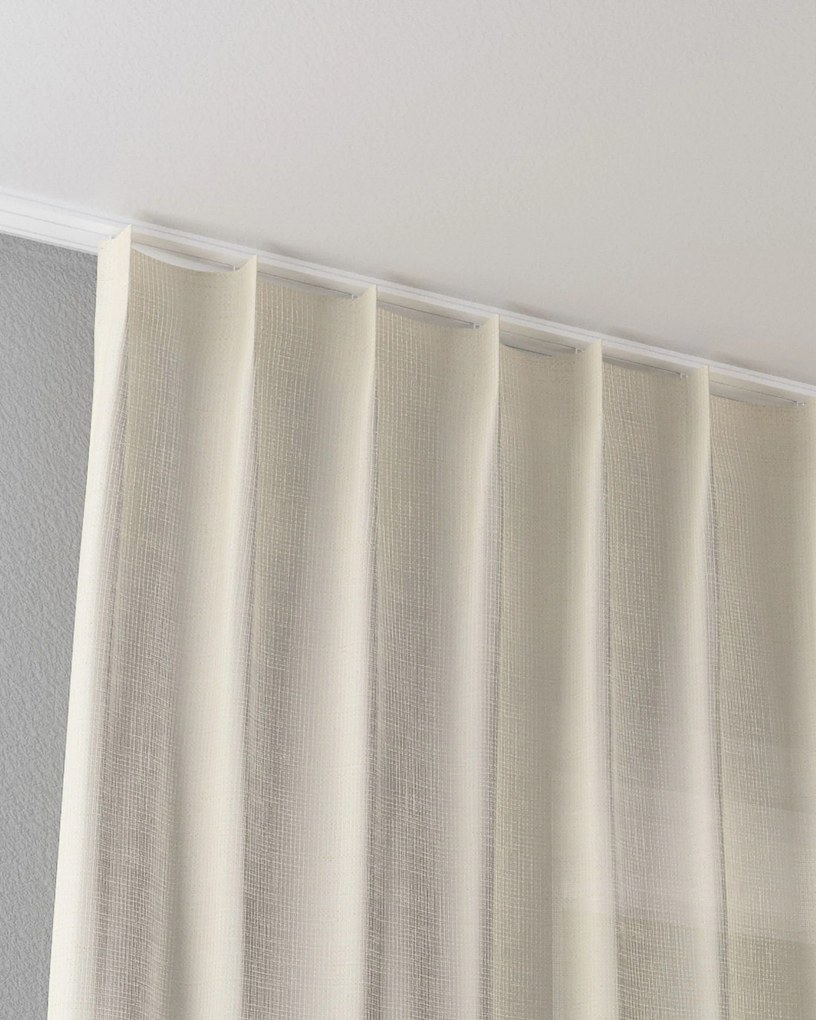 Zasłona na haczykach flex pojedynczych kolor kremowy tkanina półprzezroczysta, połyskliwa, strukturalna