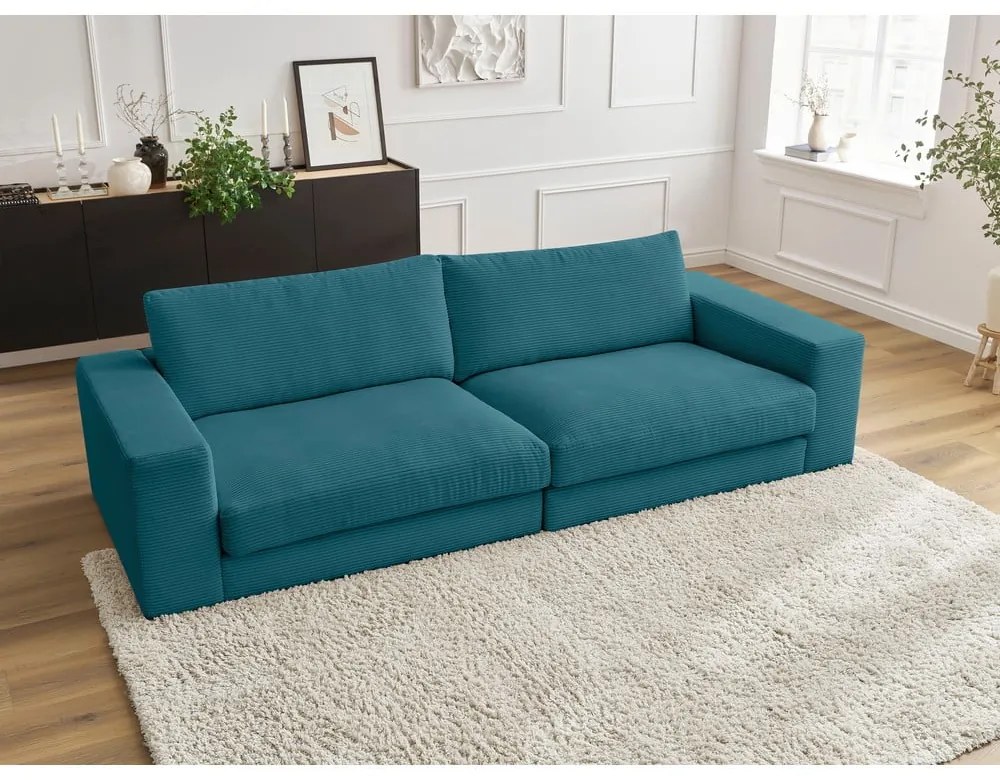 Niebieska sztruksowa sofa 274 cm Leonard – Bobochic Paris