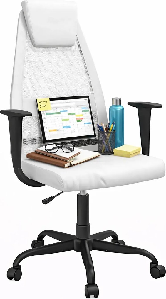 Białe krzesło biurowe z regulacją wysokości C3-L30