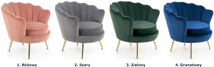 Zielony welurowy fotel muszelka G6-H18