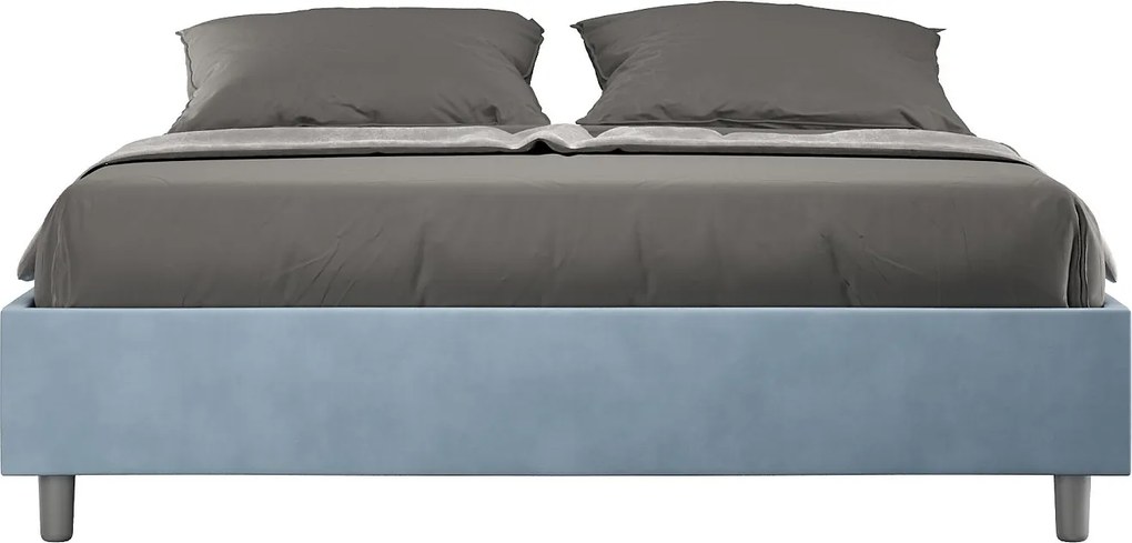 Łóżko wyposażone w stelaż z listwami z pojemnikiem tapicerowane 160x190 microfibra Błękitny Azelia