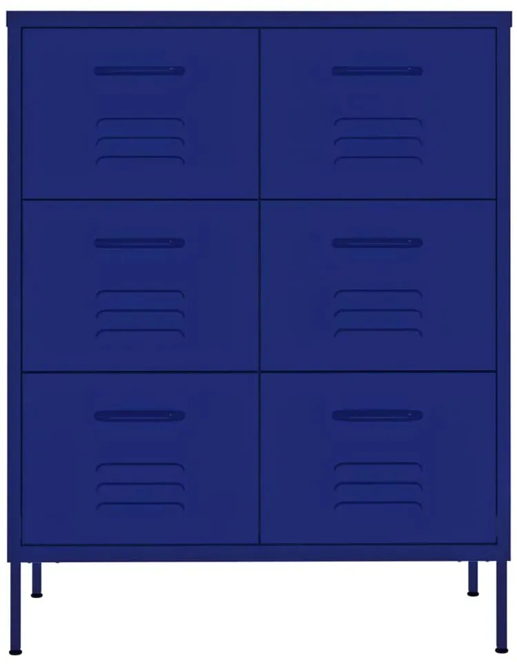 Granatowa stalowa szafka z 6 szufladami L2-R61