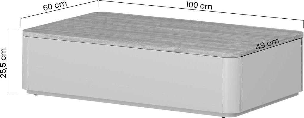 Stolik kawowy Elivo 100 cm z szufladami - eukaliptus / dąb baltic dune