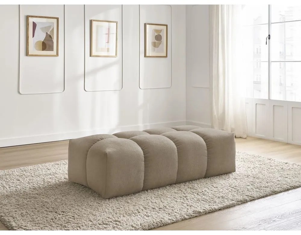 Szarobrązowy podnóżek z materiału bouclé Everest – Bobochic Paris