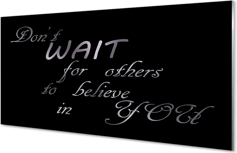 Panel szklany do Kuchni Napis w Stylu Metalicznym