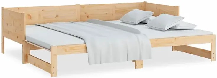 Łóżko rozsuwane z naturalnego drewna 2x(80x200) cm - Eluwin 3X