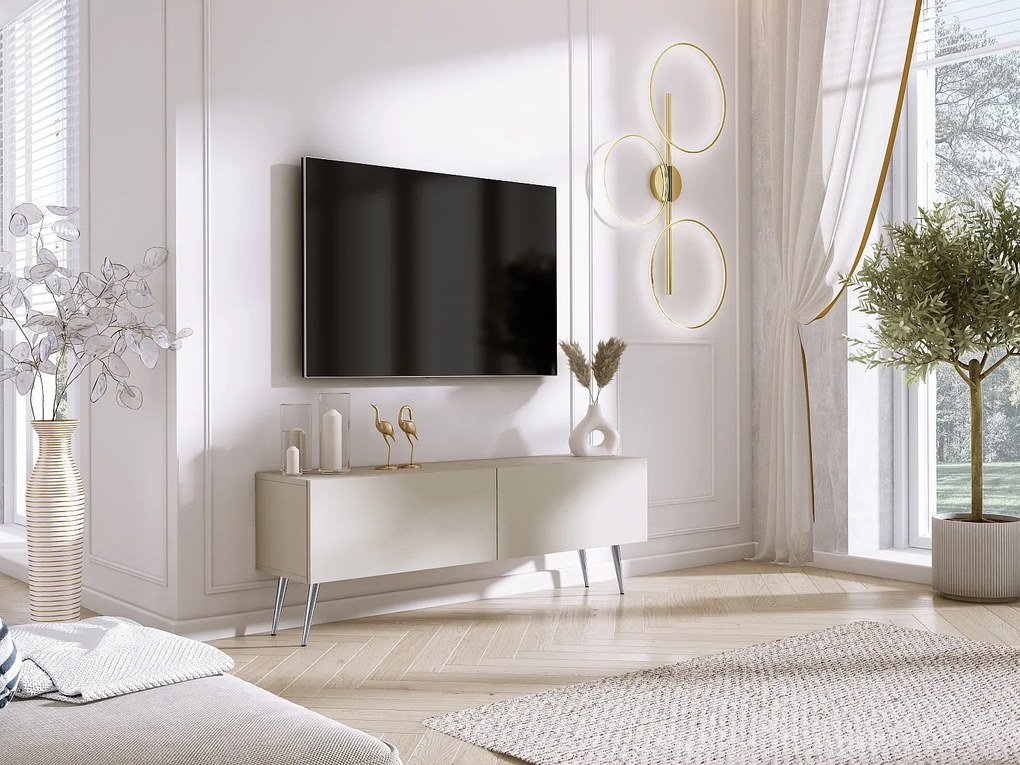 Szafka RTV: Kaszmir, Chromowane nogi, 140 x 52 x 32 cm