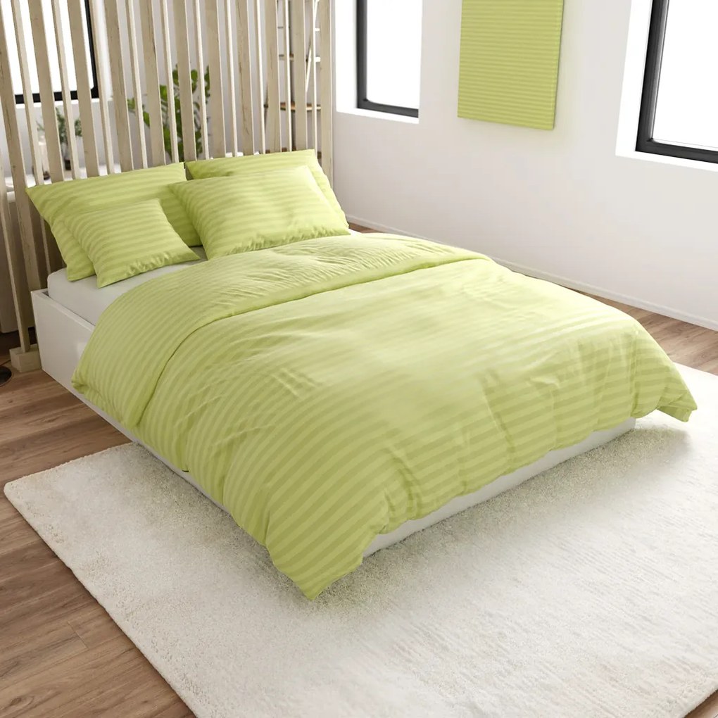 PrzytulneMieszkanie.pl PrzytulneMieszkanie.pl Pościel z mikrofibry hotelowa JASMINE pistacjowa - pasek 2 cm Rozmiar pościeli: 70 x 90 cm | 140 x 200 cm