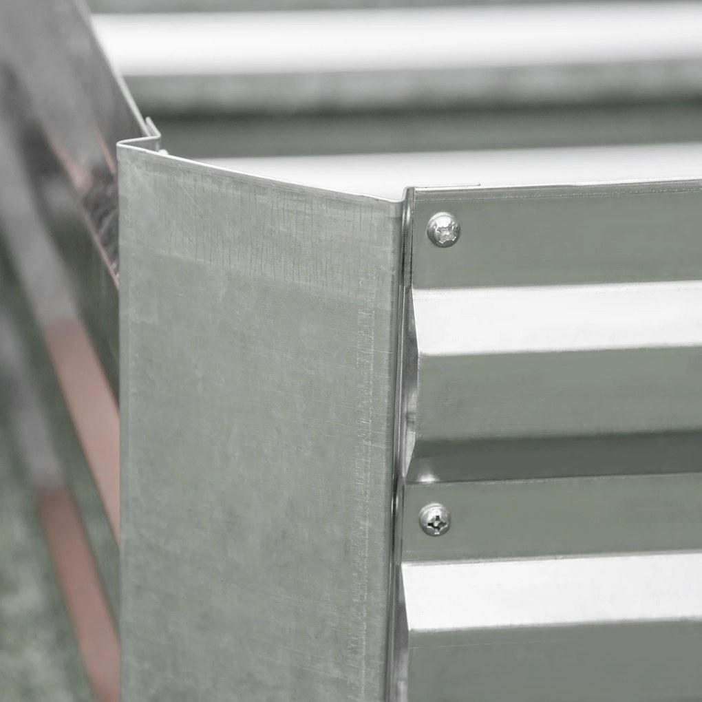 Outsunny Podwyższona grządka Ogrodowa z Ocynkowanej Stali – Idealna do kwiatów, ziół, Warzyw 120 x 90 x 30 cm