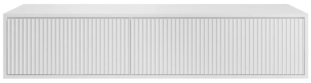 Szafka pod umywalkę wisząca w paski – Biała – 150 cm – ARNEGA