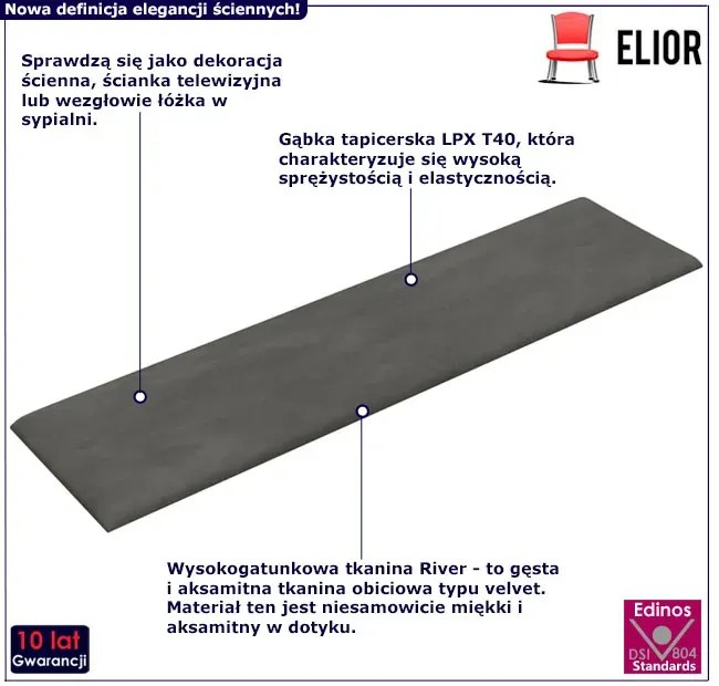 Ciemnoszare materiałowe panele ścienne Z2-Z66