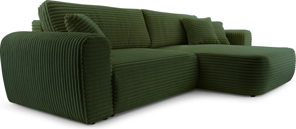 Masseno Narożnik VIVA z funkcją spania i pojemnikiem na pościel Narozniki L, Rozkładana sofa - Zielony, TILIA 39