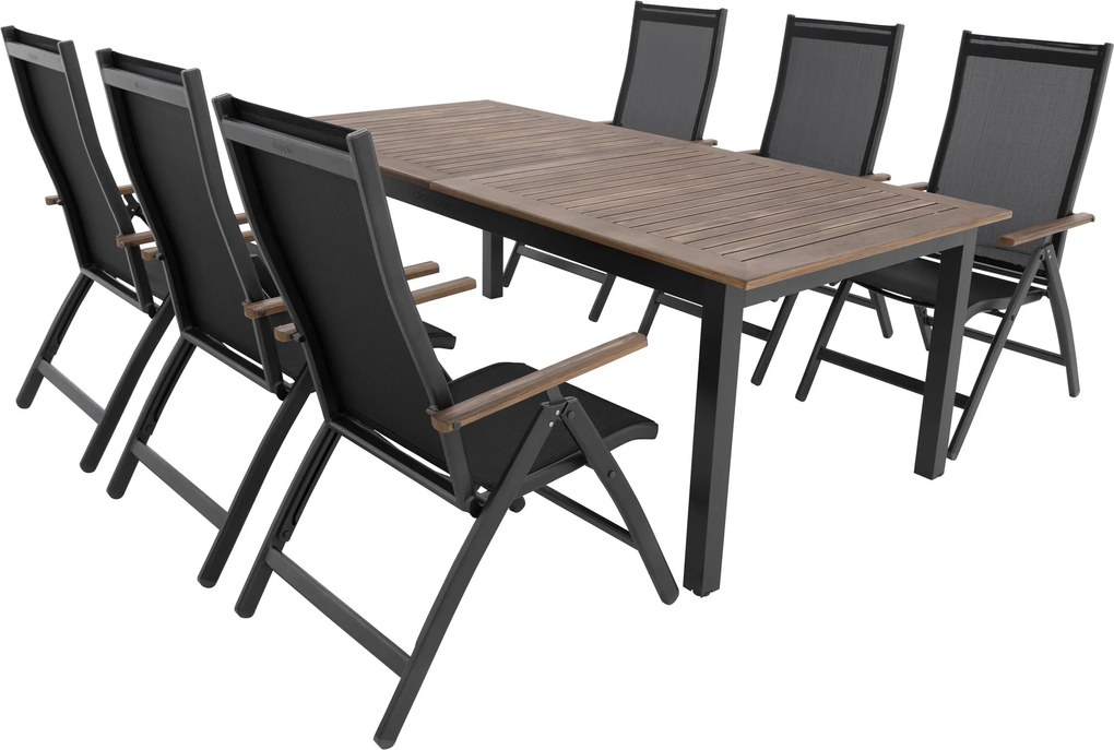 Doppler EXPERT WOOD Plus, fotele z regulacją i rozkładany stół, 6+1