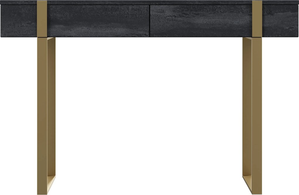 Nowoczesna konsola / toaletka Verica z metalowymi nogami 120 cm - czarny beton / złote nóżki