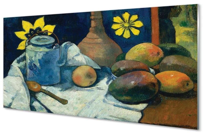 Obraz na szkle Martwa natura z dzbankiem herbaty i owocami - Paul Gauguin