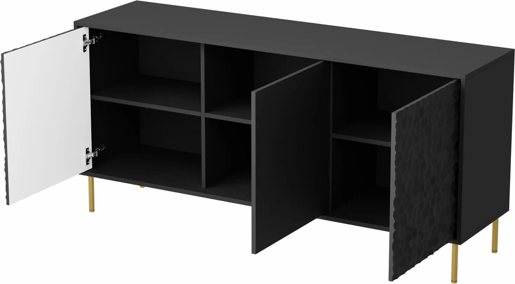 Czarna komoda z frontami 3D Bullet KM-1