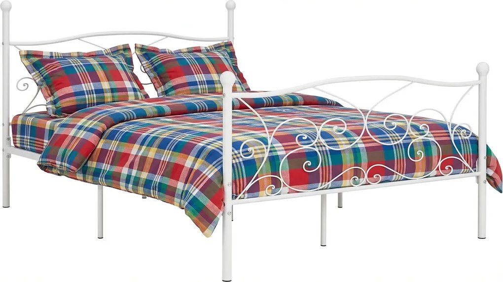 Białe metalowe łóżko rustykalne 140x200 cm B0-P56