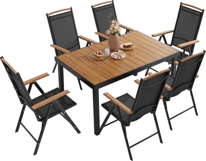 ZESTAW MEBLI OGRODOWYCH JADALNIANYCH IZZY 6 OSOBOWY STÓŁ + KRZESŁA