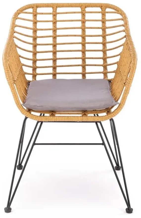 Krzesło rattanowe K541 naturalne/szare HALMAR