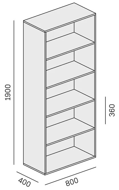 PLAN Regał biurowy wysoki LAYERS, 800 x 400 x 1905 mm, biały