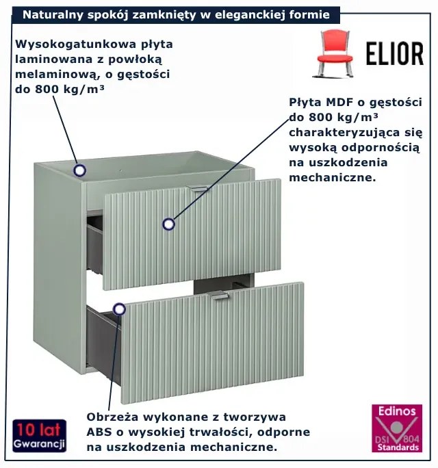 Szałwiowa szafka pod umywalkę z szufladami F2-W34