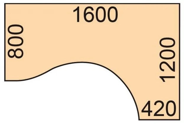 Stół z regulacją wysokości, 2 silniki, 745 - 1215 mm, ergonomiczny L/P, blat 1600 x 1200 mm, podstawa biała, buk