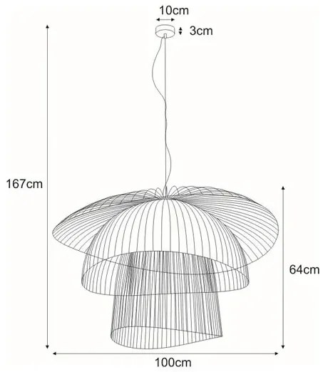 Wisząca duża ażurowa lampa czarna C7-B01