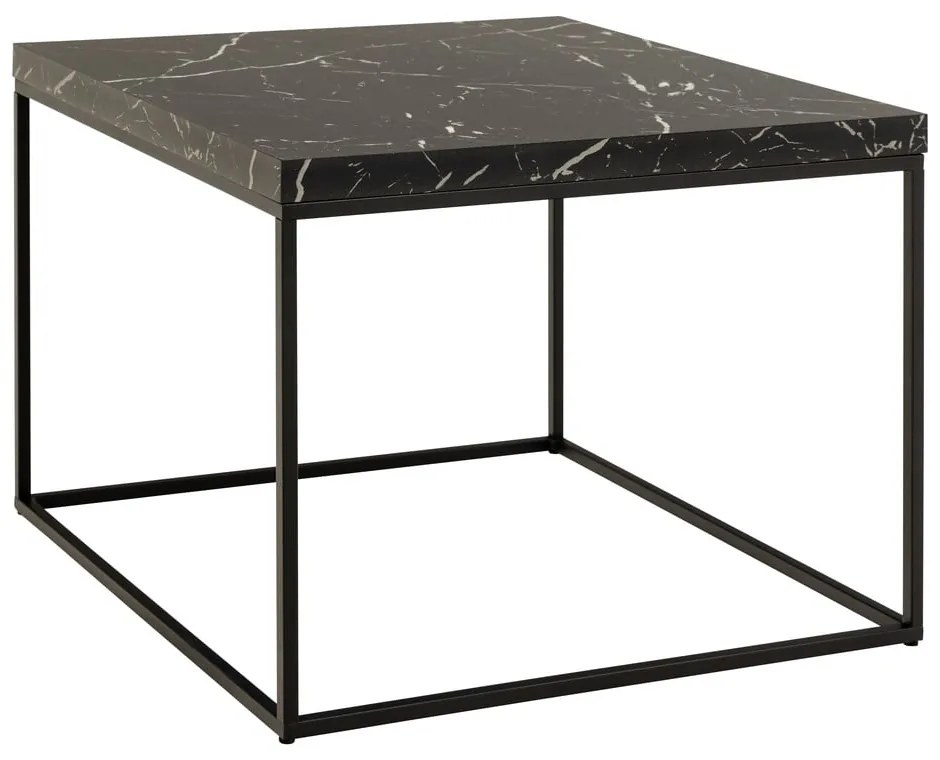 Czarny stolik z blatem w dekorze marmuru 60x60 cm Barossa – Actona