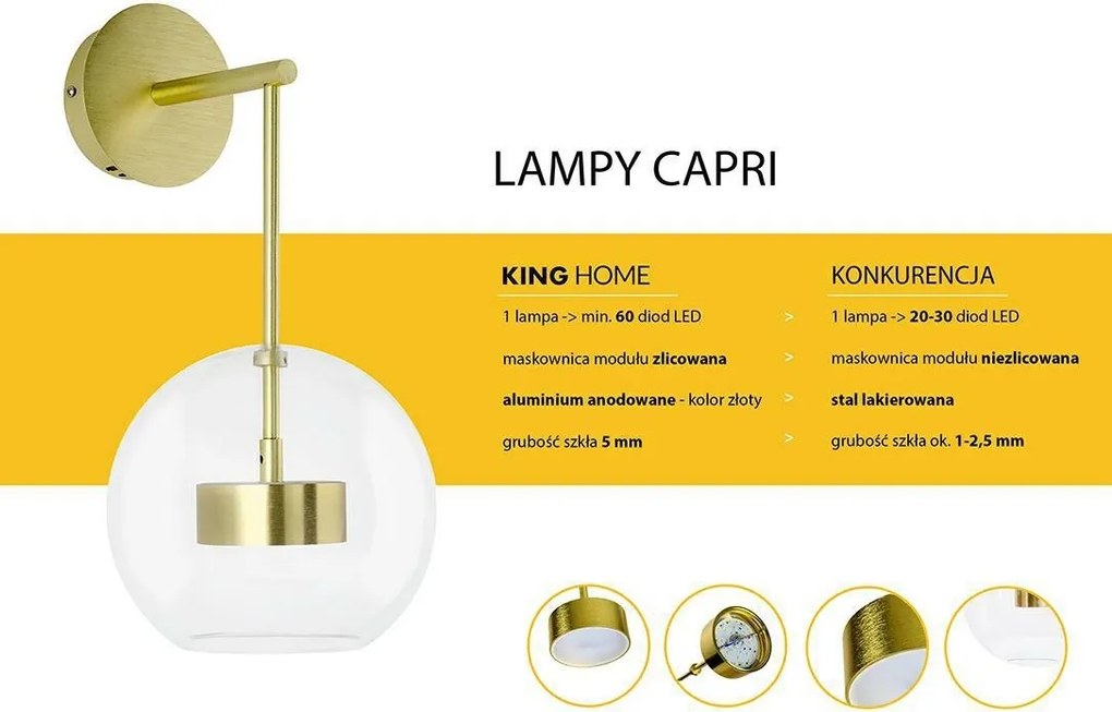 Kinkiet w stylu glamour na wysięgniku Capri Wall