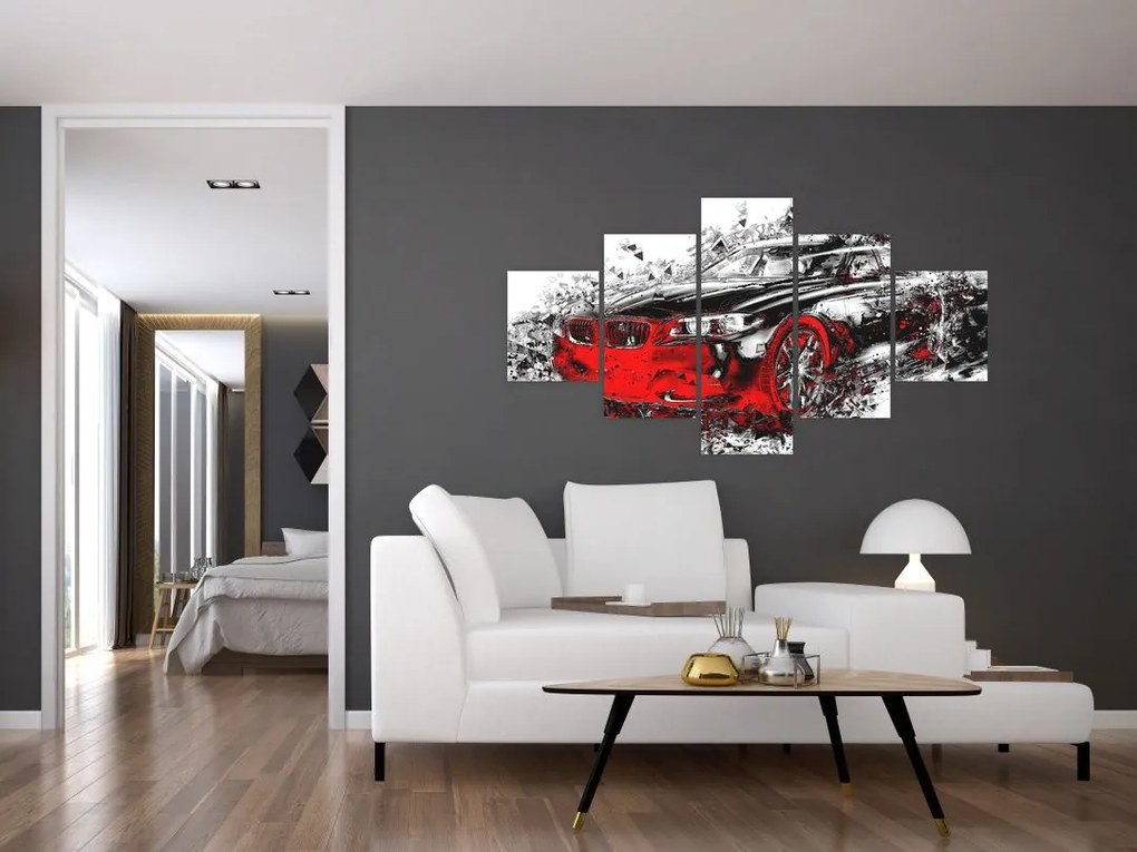 Obraz - Malowany samochód w akcji (125x70 cm)