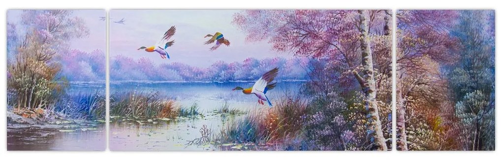 Obraz - Idzie jesień, obraz olejny (170x50 cm)