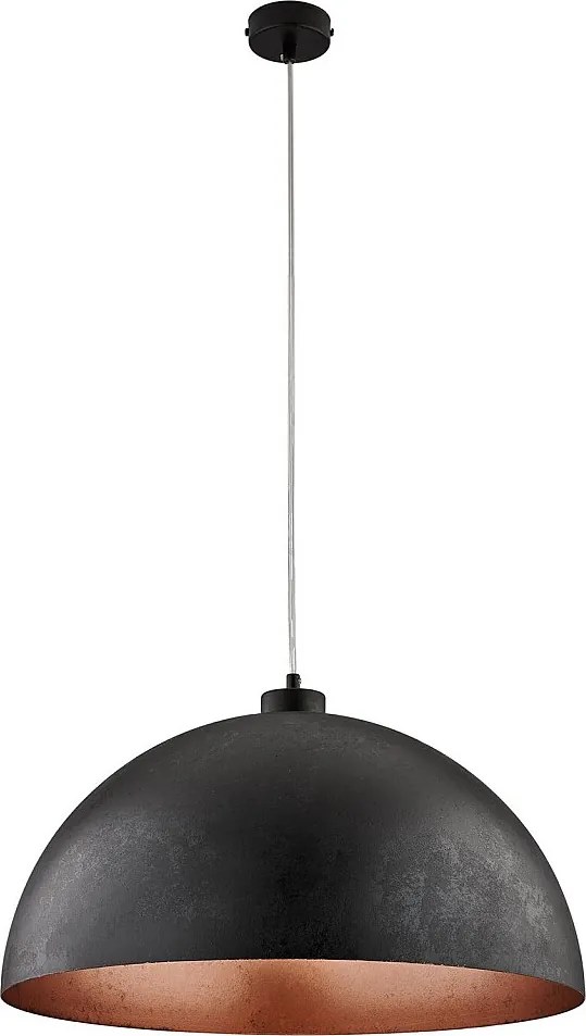 Lampa wisząca Marcus Ø50 cm z czarnego lakierowanego żelaza, czarna dekoracja zewnętrzna i antyczna miedź wewnątrz, regulowany kabel, 1 światło