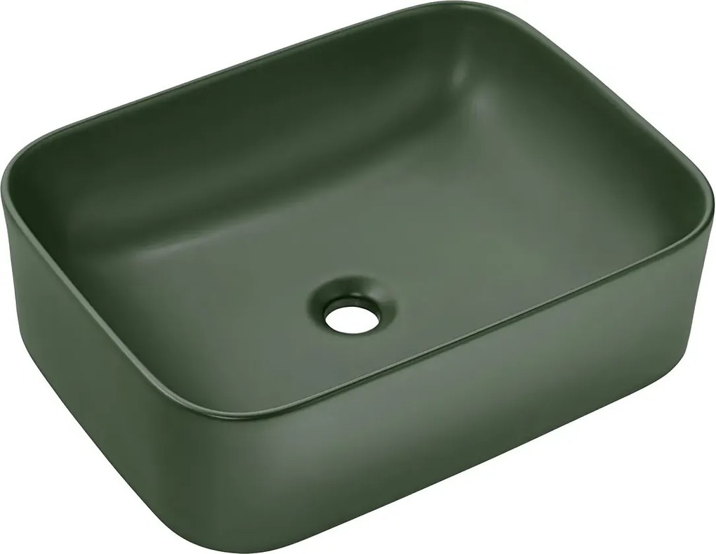 Zielona prostokątna ceramiczna umywalka na blat G6-L85