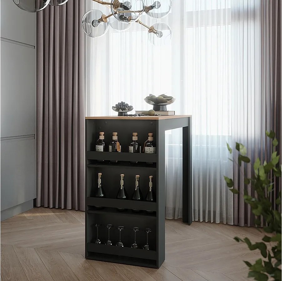 Stół barowy złoty dąb power/antracyt 57x117x106 repose