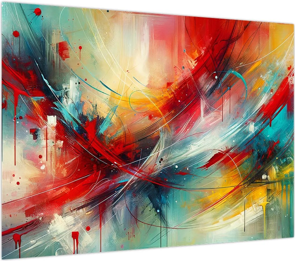 Obraz – Abstrakcja z czerwienią (70x50 cm)