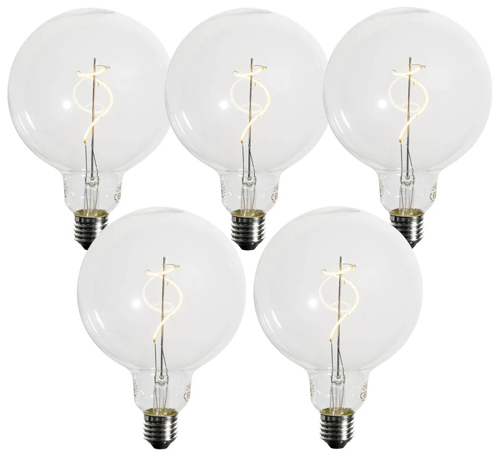 Zestaw 5 ściemnialnych żarówek LED E27 z żarnikiem spiralnym G125 4W 270 lm 2700K