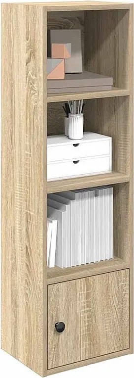 Regał dębowy Sonoma 31x24x102 cm z drewna inżynieryjnego z odwracalnymi drzwiami i wieloma półkami