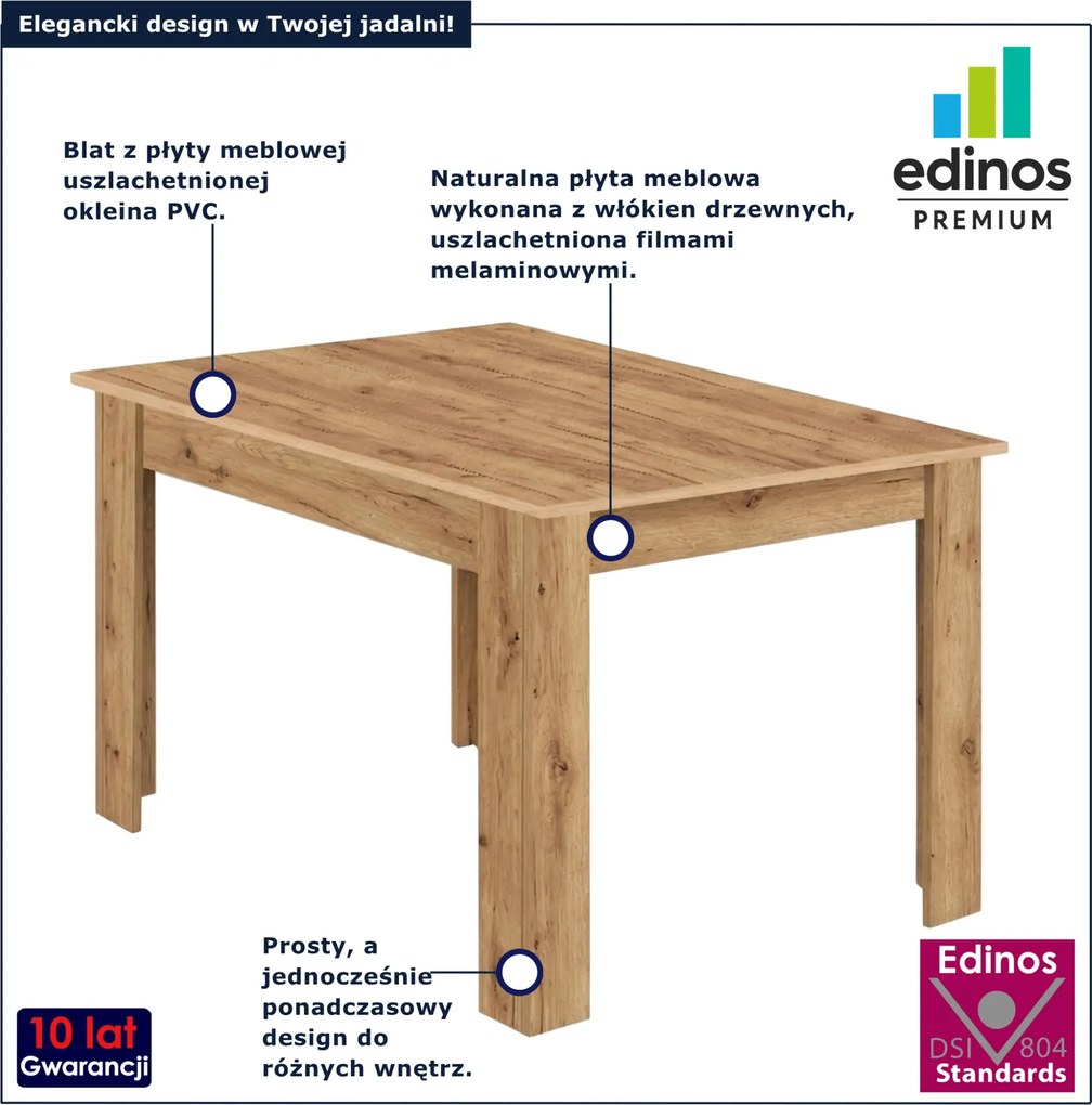 Prostokątny minimalistyczny stół kuchenny dąb craft P5-H23