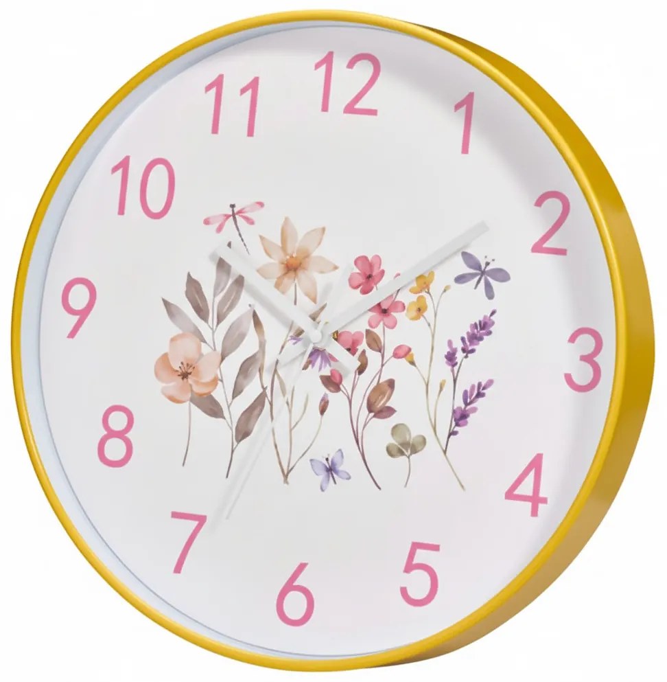 Zegar ścienny z motywem kwiatów, Ø 30 cm